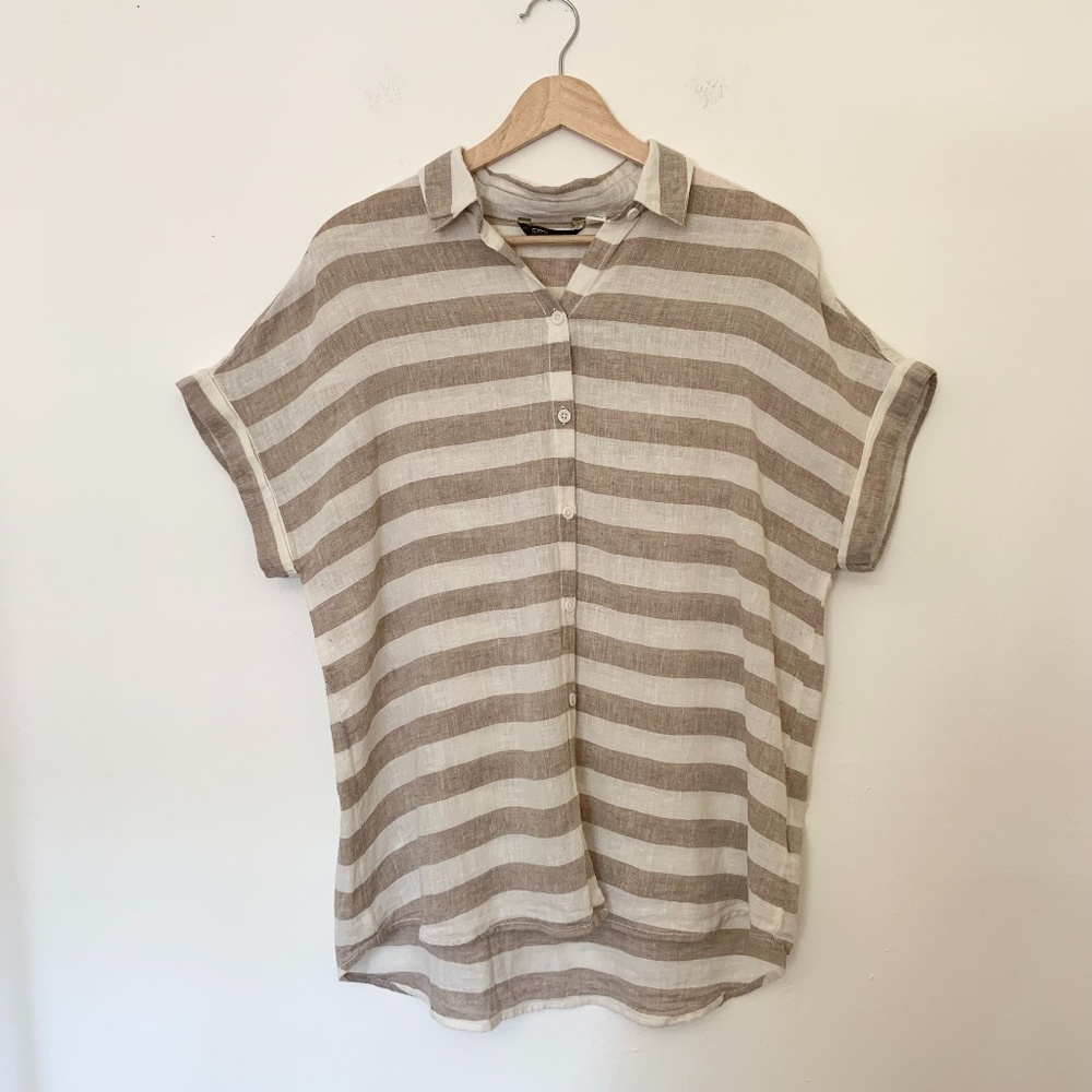 Evereve Peyten Jensen Linen Blend Top Sz M